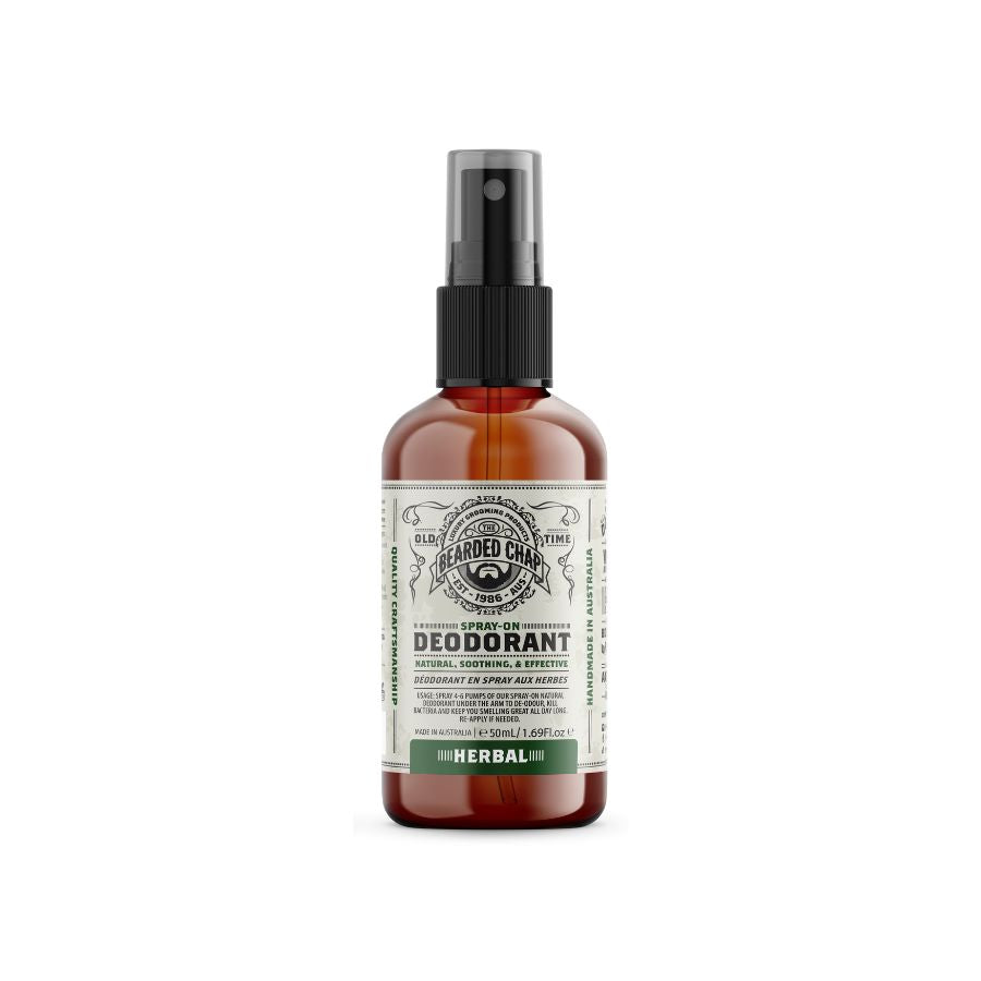 The Bearded Chap Herbal Natural Spray-on Deodorant , Aluminium free.