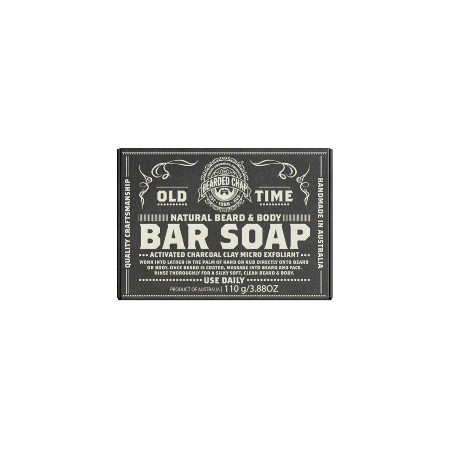 The Bearded Chap Natural Beard & Body Bar Soap with activated charcoal and clay exfoliant. 