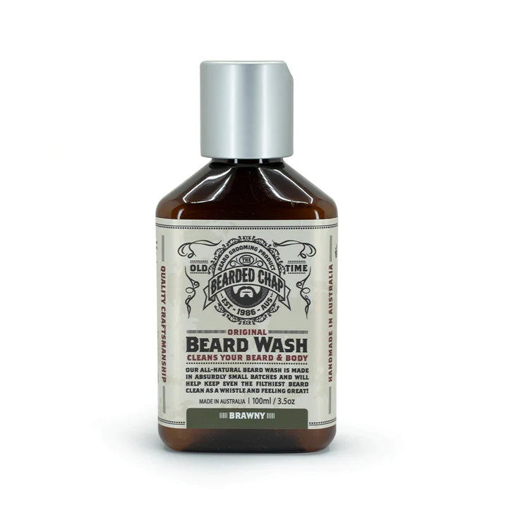 the bearded chap travel beard wash brawny scent , natural beard and face wash