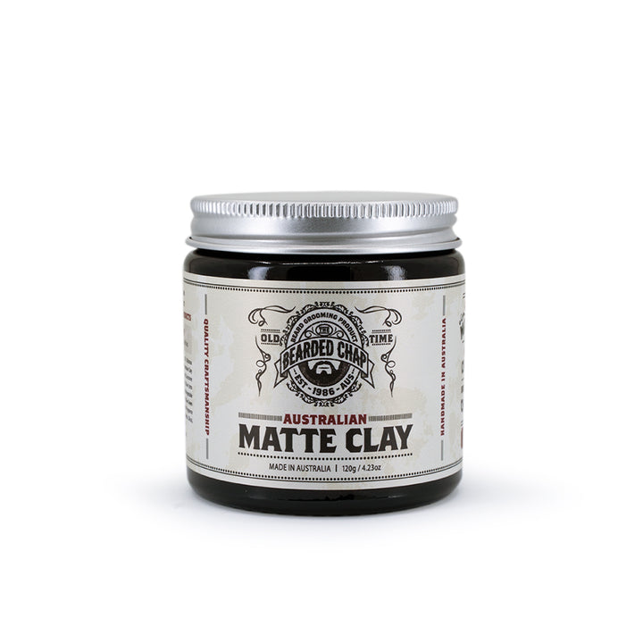 The Bearded Chap Australian Matte Clay pomade hair styling product for men. Made in Australia from Natural Ingredients. 