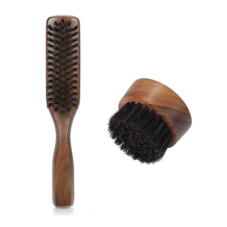 The Bearded Chap Beard Brush Bundle Black walnut wild boar hair brush